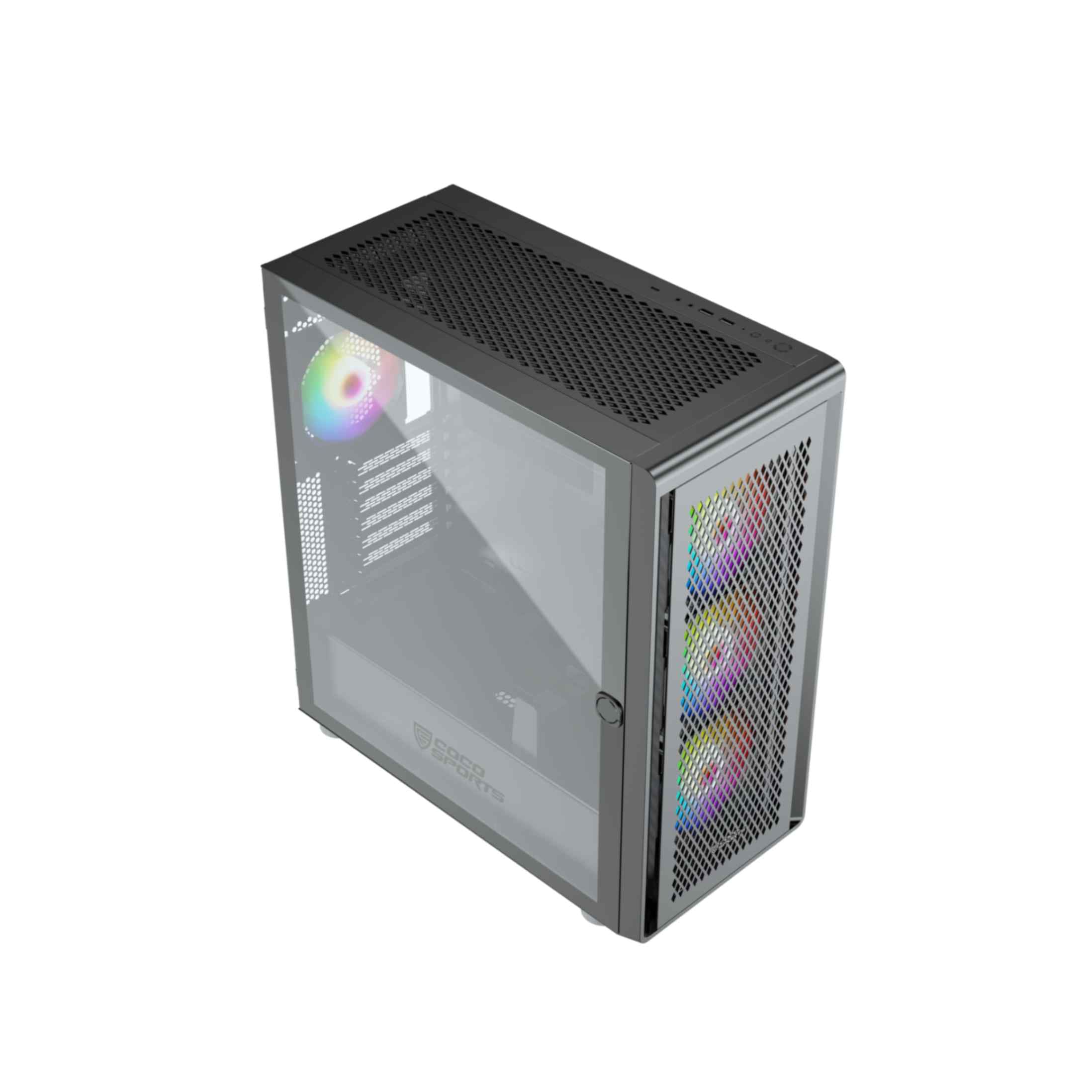 Rampage 2000D Gaming Cabinet, E ATX, sleek black design for gaming